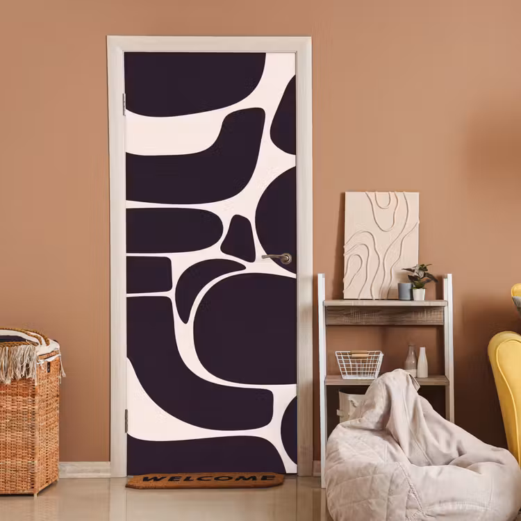 Door sticker - Pattern - Organic - Black - Patroon - Organisch - Zwart deurposter klein