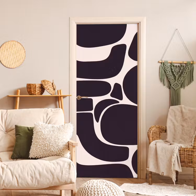 Door sticker - Pattern - Organic - Black - Patroon - Organisch - Zwart deurposter klein