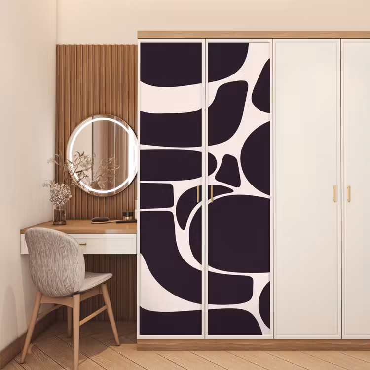 Door sticker - Pattern - Organic - Black - Patroon - Organisch - Zwart deurposter klein