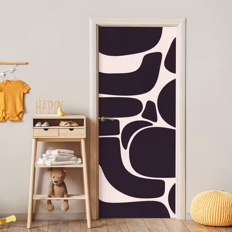 Door sticker - Pattern - Organic - Black - Patroon - Organisch - Zwart deurposter klein