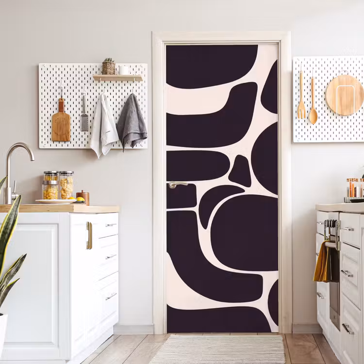Door sticker - Pattern - Organic - Black - Patroon - Organisch - Zwart deurposter klein