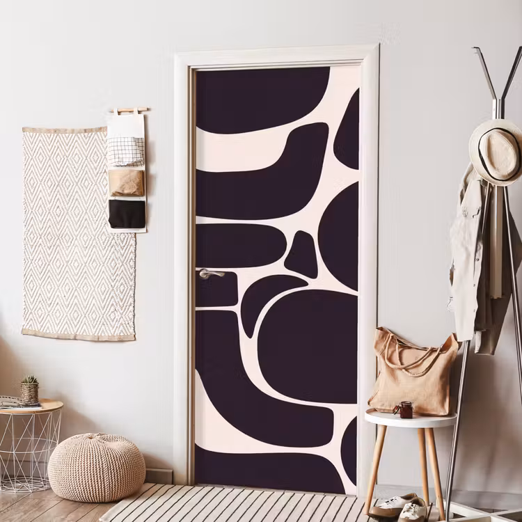 Door sticker - Pattern - Organic - Black - Patroon - Organisch - Zwart deurposter klein