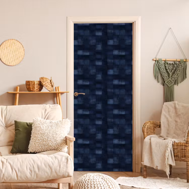 Patroon - Ruit - Marineblauw deurposter klein 289 -sfeer2