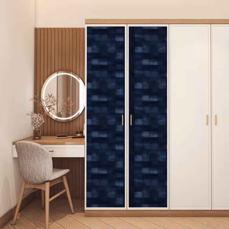 Patroon - Ruit - Marineblauw deurposter klein 289 -sfeer3