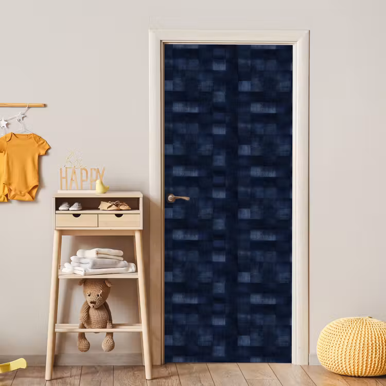 Patroon - Ruit - Marineblauw deurposter klein 289 -sfeer4