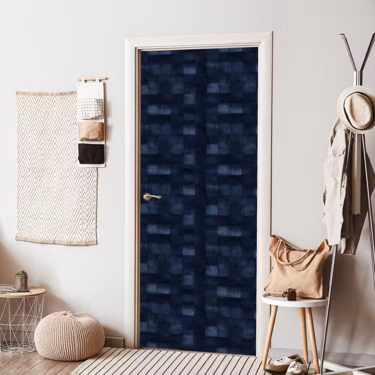 Patroon - Ruit - Marineblauw deurposter klein 289 -sfeer6