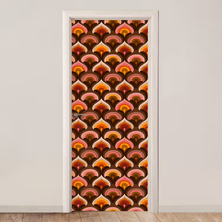Patroon - Retro - Kleurrijk deurposter klein 289 -3d_beige