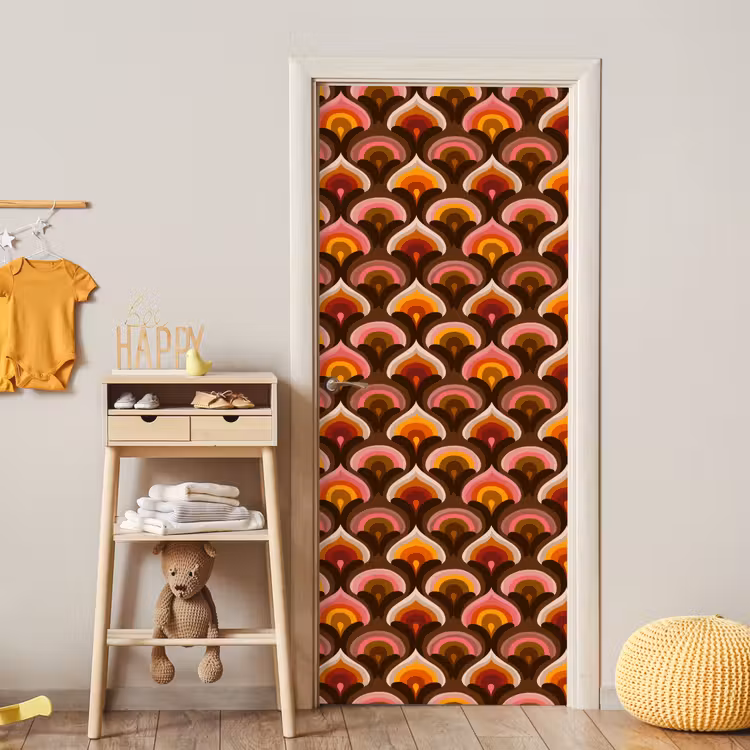 Patroon - Retro - Kleurrijk deurposter klein 289 -sfeer4