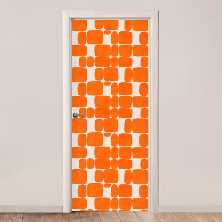 Patroon - Retro - Oranje deurposter klein 289 -3d_beige