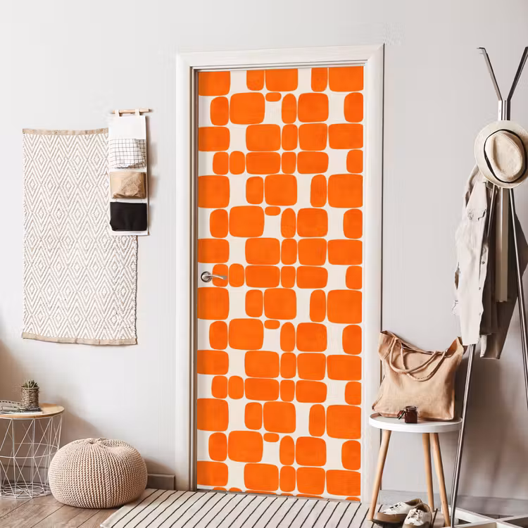 Patroon - Retro - Oranje deurposter klein 289 -sfeer6