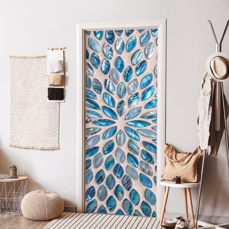 Patroon - Glans - Abstract - Blauw - Decoratie deurposter klein -sfeer6
