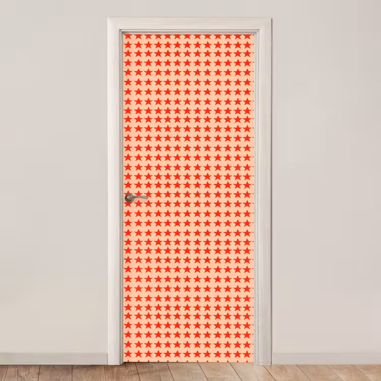 Patroon - Sterren - Rood deurposter klein 289 -3d_beige