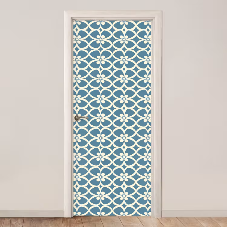 Patroon - Symmetrisch - Blauw deurposter klein 289 -3d_beige