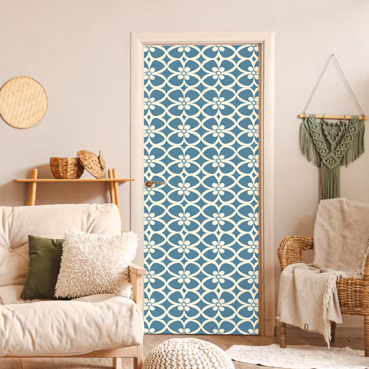 Patroon - Symmetrisch - Blauw deurposter klein 289 -sfeer2
