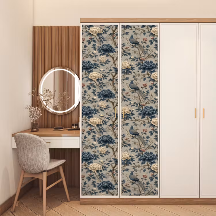 Pauw - Bloemen - Blauw deurposter klein 289 -sfeer3