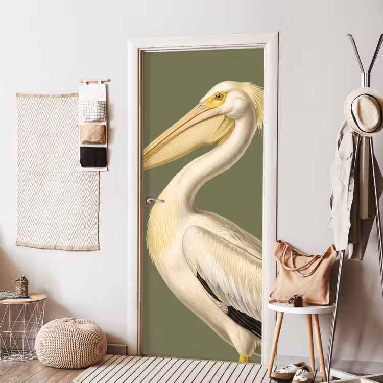 Pelikaan - Wit - Vogel - Klassiek - Natuur deurposter klein -sfeer6