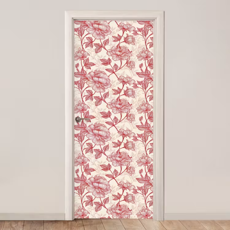 Pioenrozen - Modern - Rood deurposter klein 289 -3d_beige