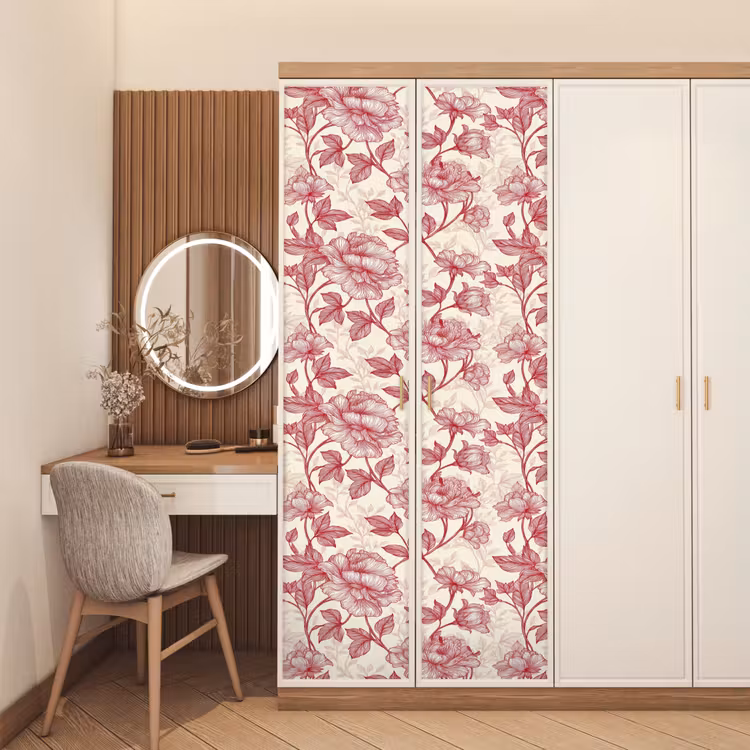 Pioenrozen - Modern - Rood deurposter klein 289 -sfeer3