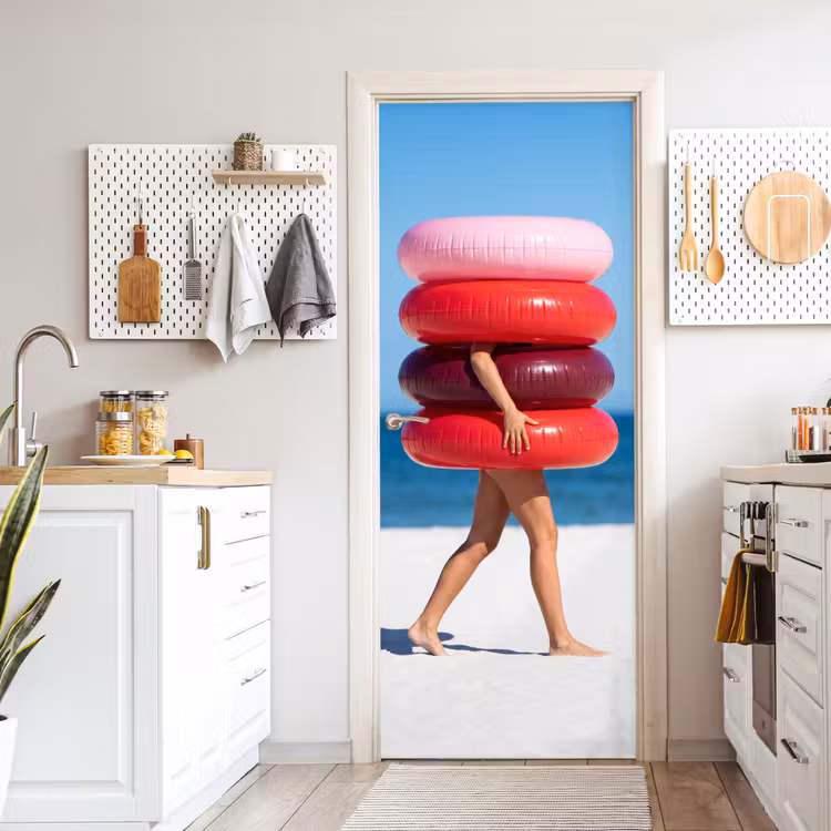Mensen - Strand - Zomer - Recreatie - Kleurrijk deurposter klein -sfeer5