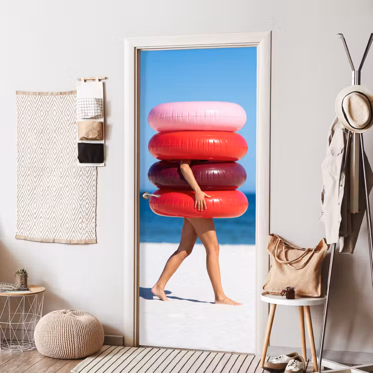 Mensen - Strand - Zomer - Recreatie - Kleurrijk deurposter klein -sfeer6