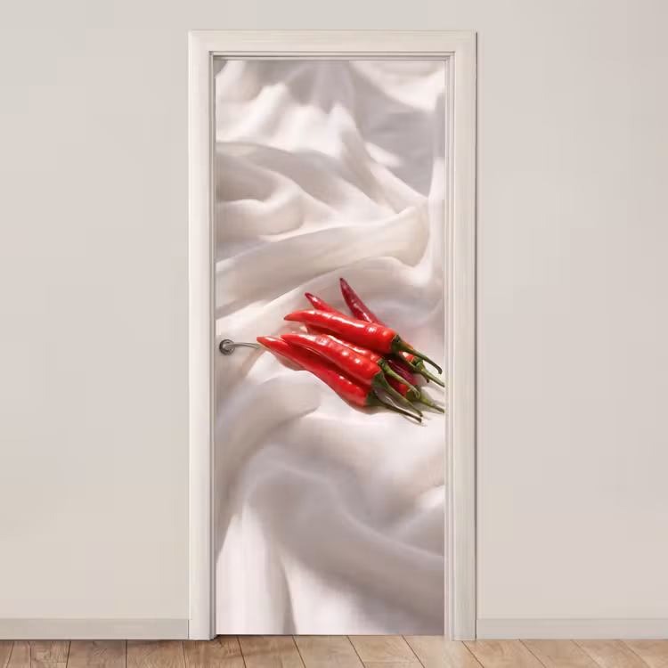 Door sticker - Pepper - Red - Food - Peper - Rood - Eten deurposter klein