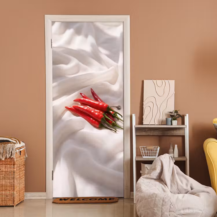 Door sticker - Pepper - Red - Food - Peper - Rood - Eten deurposter klein
