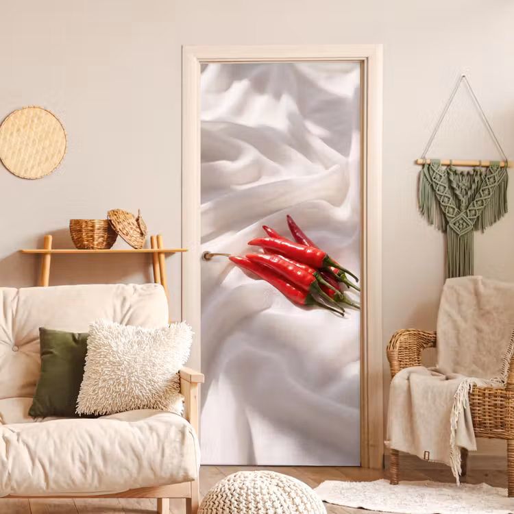 Door sticker - Pepper - Red - Food - Peper - Rood - Eten deurposter klein