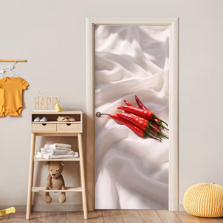 Door sticker - Pepper - Red - Food - Peper - Rood - Eten deurposter klein
