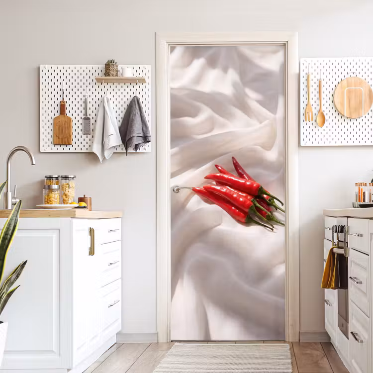 Door sticker - Pepper - Red - Food - Peper - Rood - Eten deurposter klein