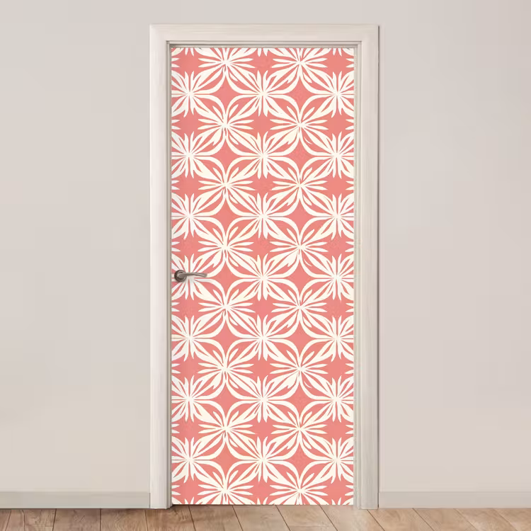 Roze - Bloemenmotief - Wit - Modern deurposter klein 289 -3d_beige