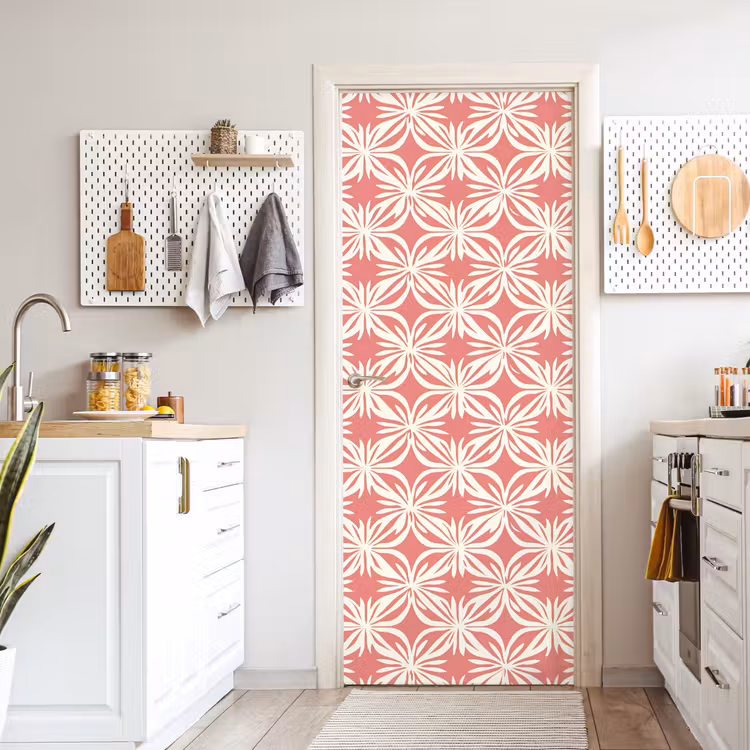 Roze - Bloemenmotief - Wit - Modern deurposter klein 289 -sfeer5