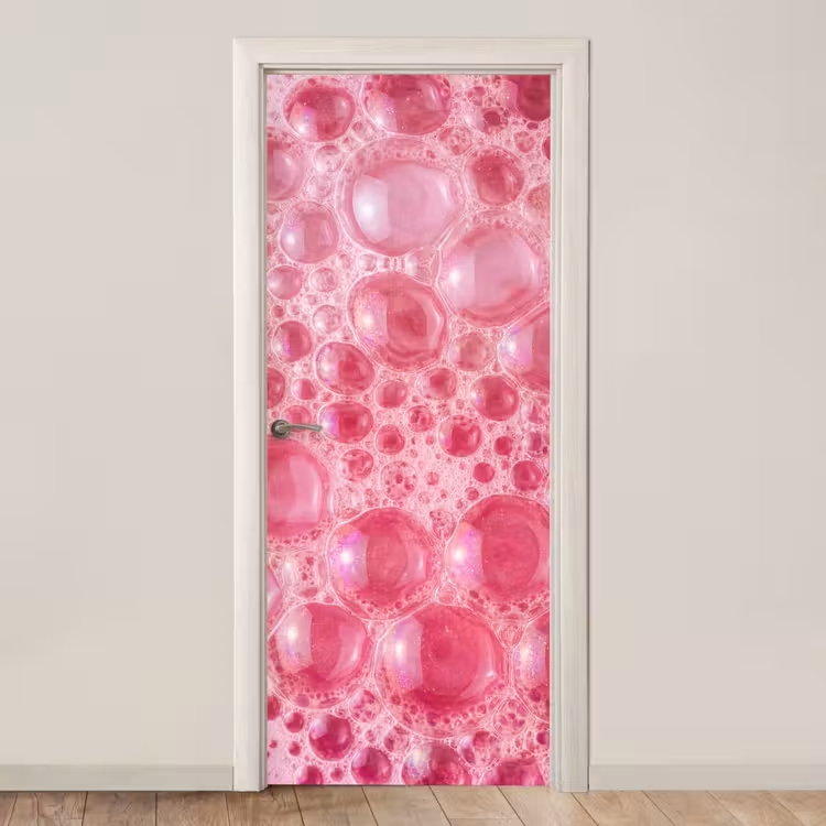 Roze - Schuim - Bubbels deurposter klein -3d_beige