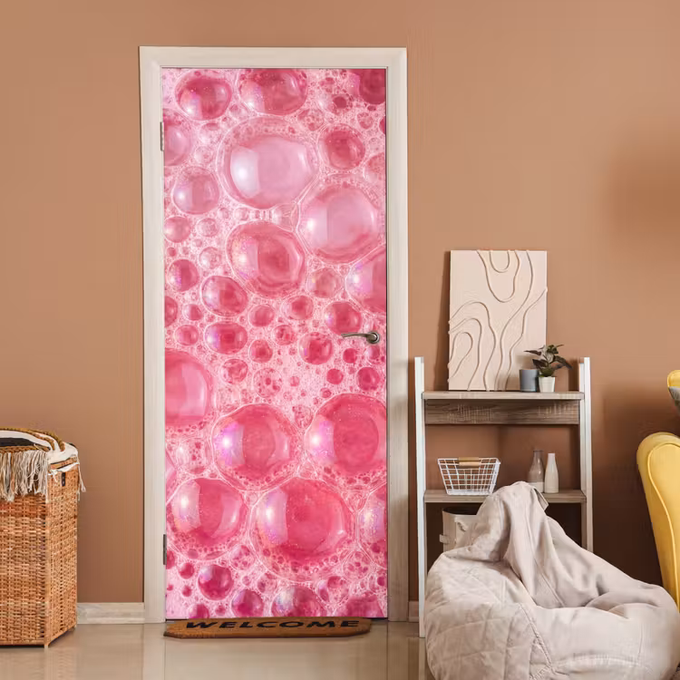 Roze - Schuim - Bubbels deurposter klein -sfeer1