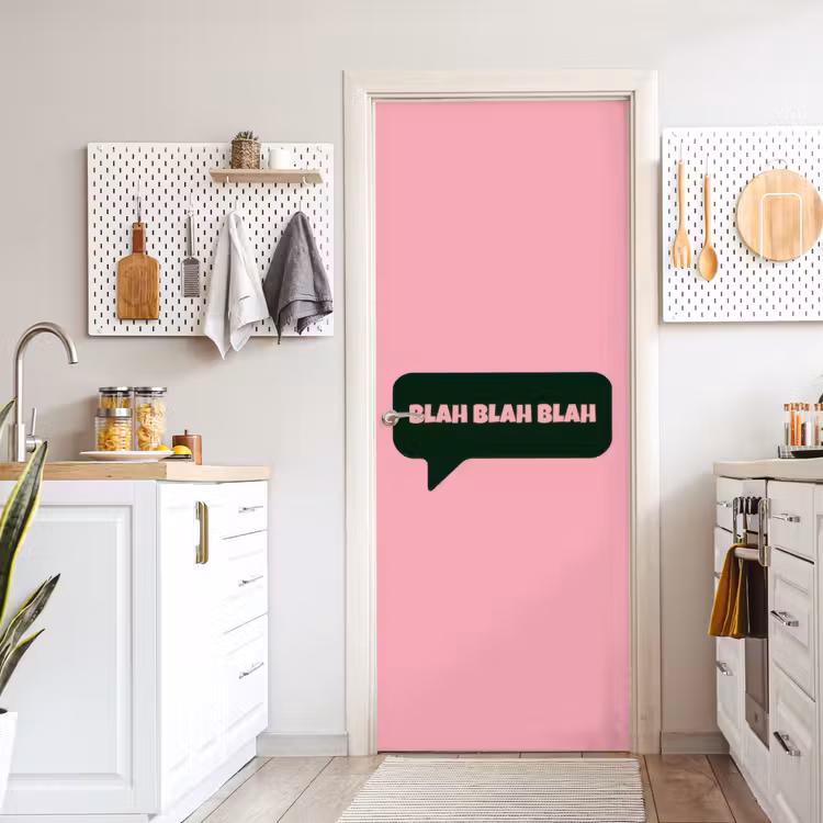Roze - Tekstwolk - Groen - BLAH BLAH BLAH deurposter klein -sfeer5