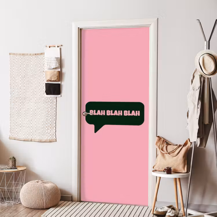 Roze - Tekstwolk - Groen - BLAH BLAH BLAH deurposter klein -sfeer6