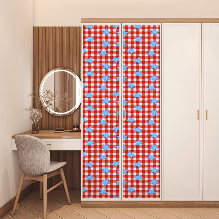 Ruit - Sterren - Rood deurposter klein 289 -sfeer3