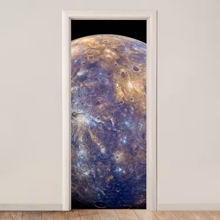 Door sticker - Planet - Craters - Space - Planeet - Kraters - Ruimte deurposter klein