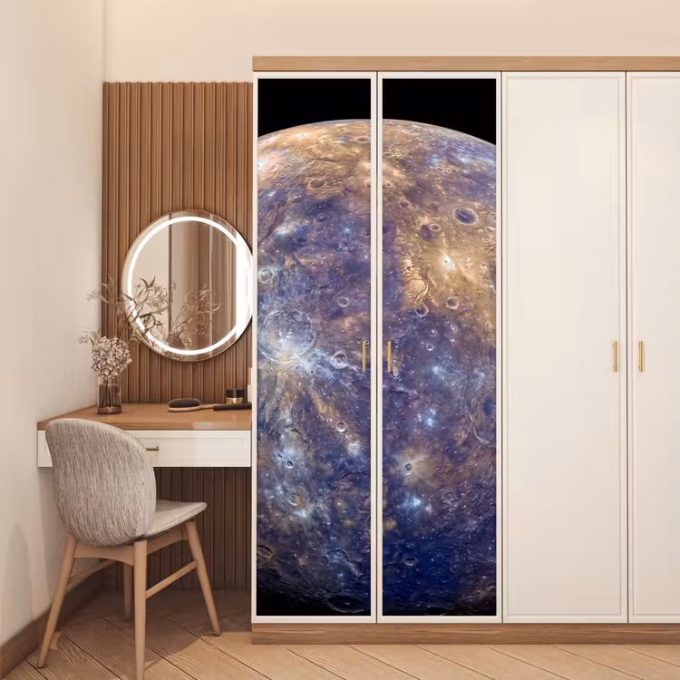 Door sticker - Planet - Craters - Space - Planeet - Kraters - Ruimte deurposter klein