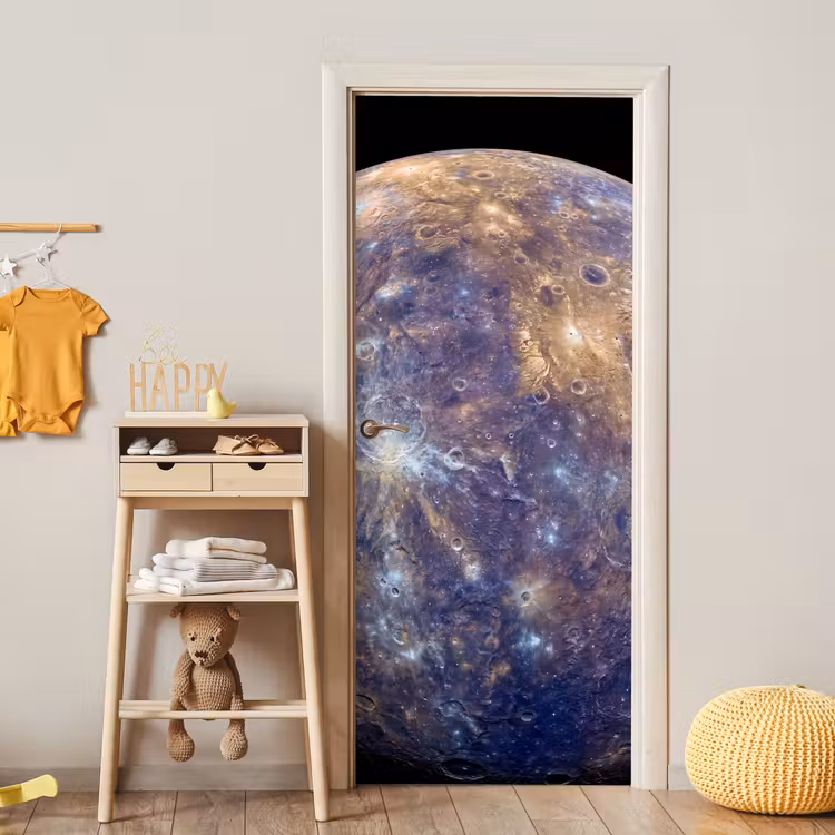Door sticker - Planet - Craters - Space - Planeet - Kraters - Ruimte deurposter klein