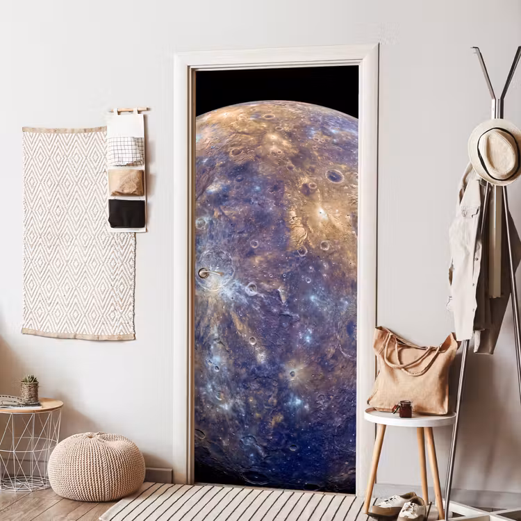 Door sticker - Planet - Craters - Space - Planeet - Kraters - Ruimte deurposter klein