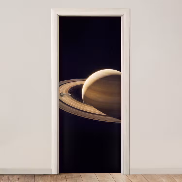 Door sticker - Planet - Rings - Space - Planeet - Ringen - Ruimte deurposter klein