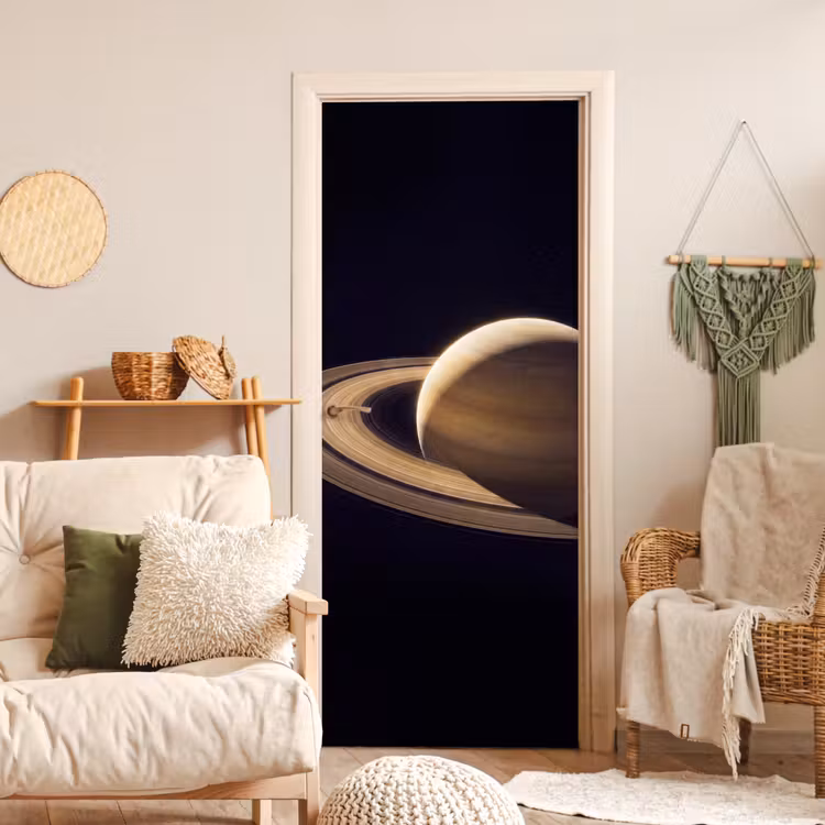 Door sticker - Planet - Rings - Space - Planeet - Ringen - Ruimte deurposter klein