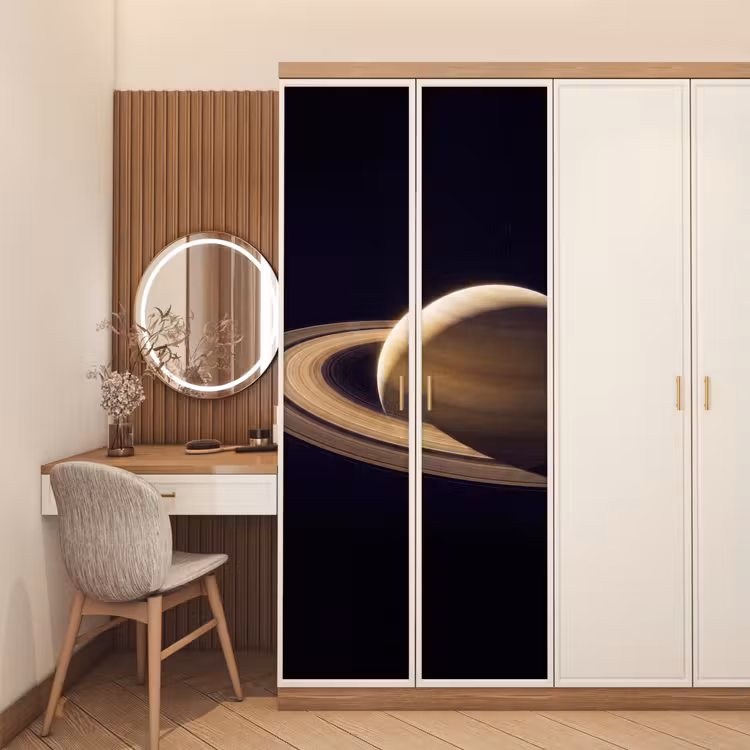 Door sticker - Planet - Rings - Space - Planeet - Ringen - Ruimte deurposter klein