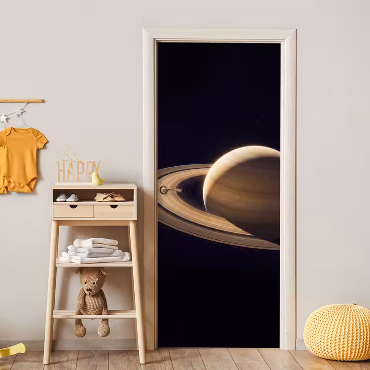 Door sticker - Planet - Rings - Space - Planeet - Ringen - Ruimte deurposter klein