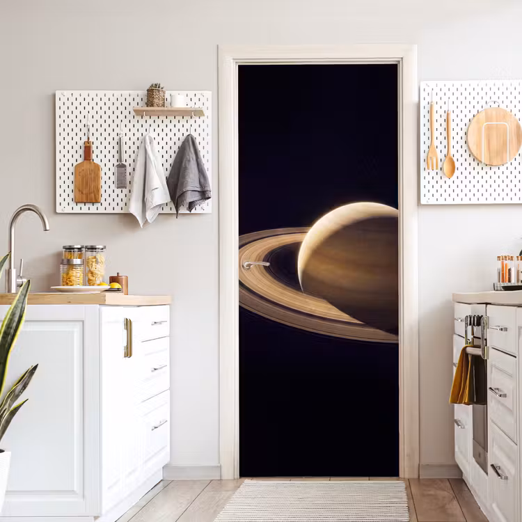 Door sticker - Planet - Rings - Space - Planeet - Ringen - Ruimte deurposter klein
