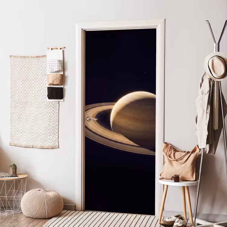 Door sticker - Planet - Rings - Space - Planeet - Ringen - Ruimte deurposter klein