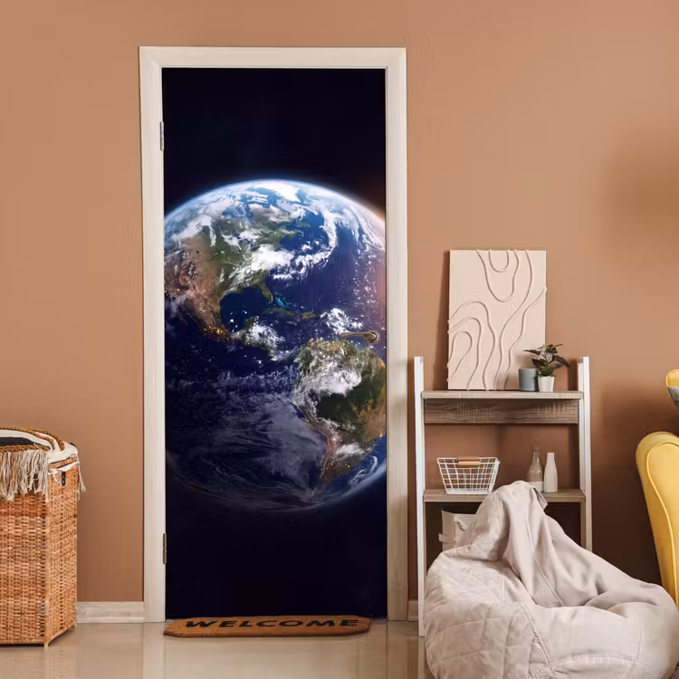 Door sticker - Planet - Space - Cosmos - Planeet - Ruimte - Kosmos deurposter klein