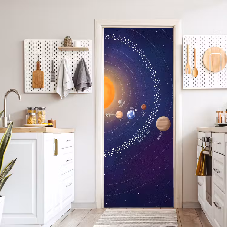 Planetenstelsel - Ruimte - Illustratie deurposter klein -sfeer5