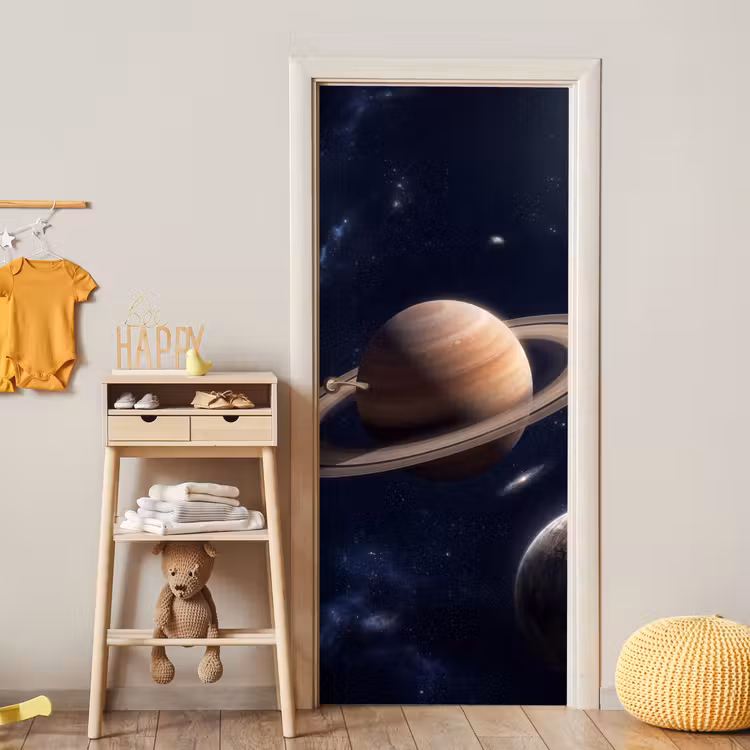 Planeten - Saturnus - Ruimte deurposter klein -sfeer4