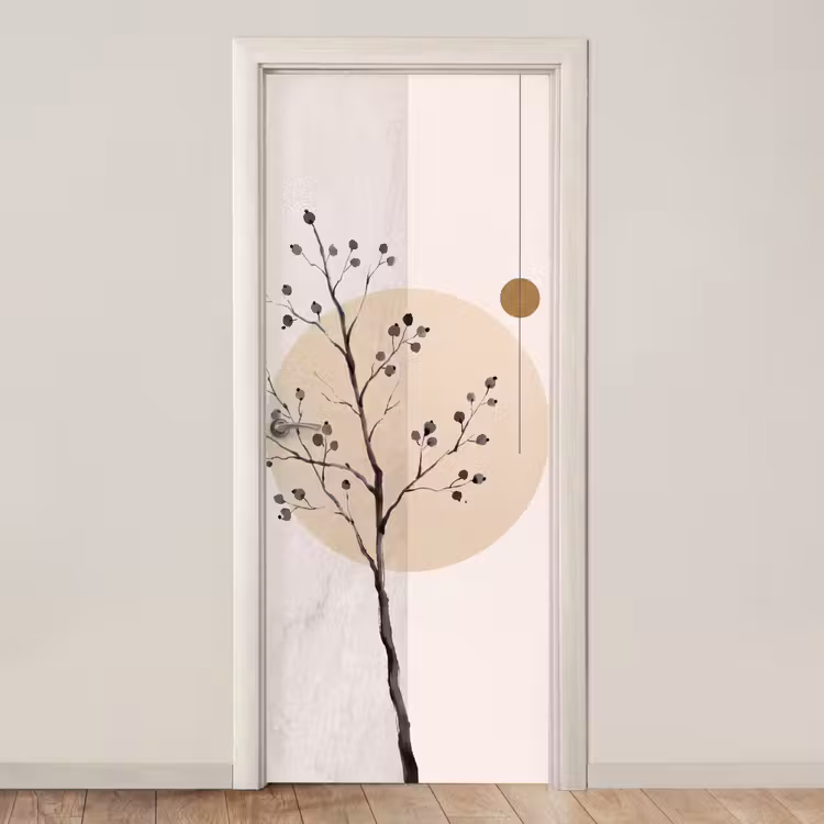 Door sticker - Plant - Abstract - Beige - Plant - Abstract - Beige deurposter klein